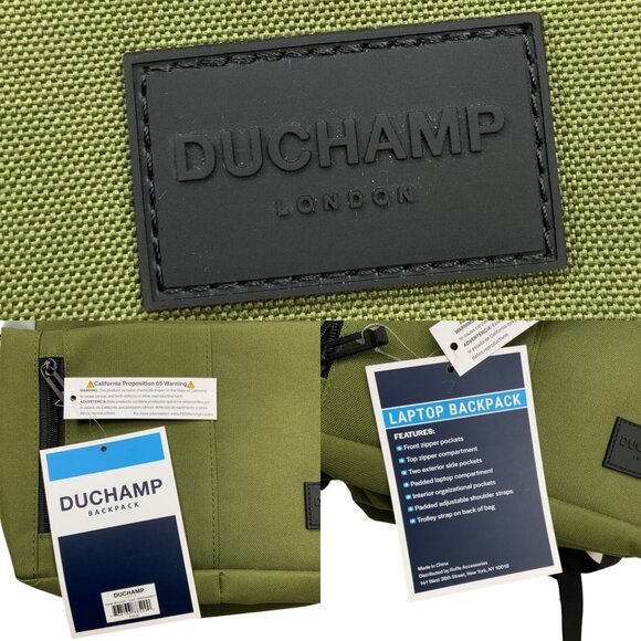 Duchamp London Two Tone Backpack Green Grey Zipper Closure Adjustable Straps BTS - Picture 6 of 12